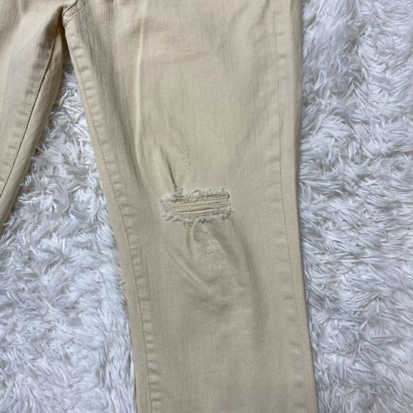 Madewell Jeans Beige Ivory Distressed Womens Size 27 Straight Leg Stretchy - Picture 7 of 11